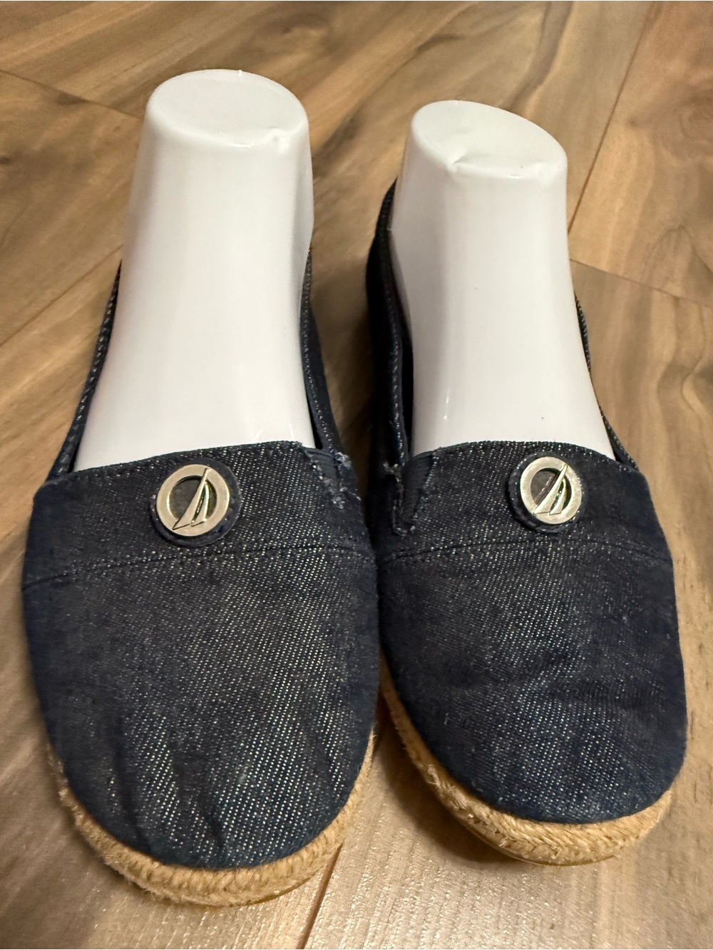 Navy Denim Espadrille Flats with Rope Sole